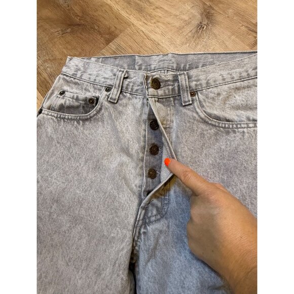 Vintage 90s Levis 501 XX Jeans Stonewashed Gray Distressed Hem 30x32 USA *30x25* - Picture 10 of 11